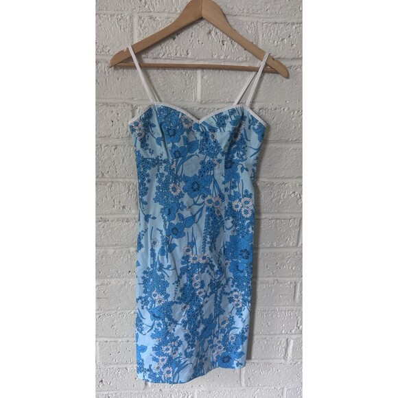 Moda International Dresses & Skirts - Moda International Mini Dress Size 2 Blue Strappy Floral Beach Victoria Secret
